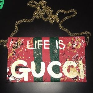 New Anca Barbu Sabrina clutch.  Fun bag with gold sturdy chain strap.